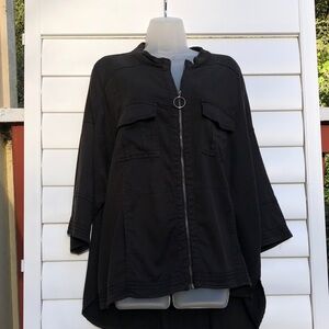 Soft Surroundings Black Zip-Front Blouse